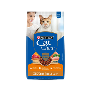Cat Chow para Gatos Adultos - Delimix (Salmón, Carne y Pollo)
