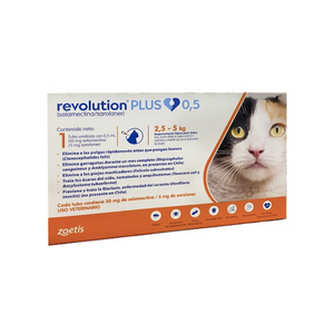 Pipeta Revolution Plus para gatos de 2,5 a 5 Kg.