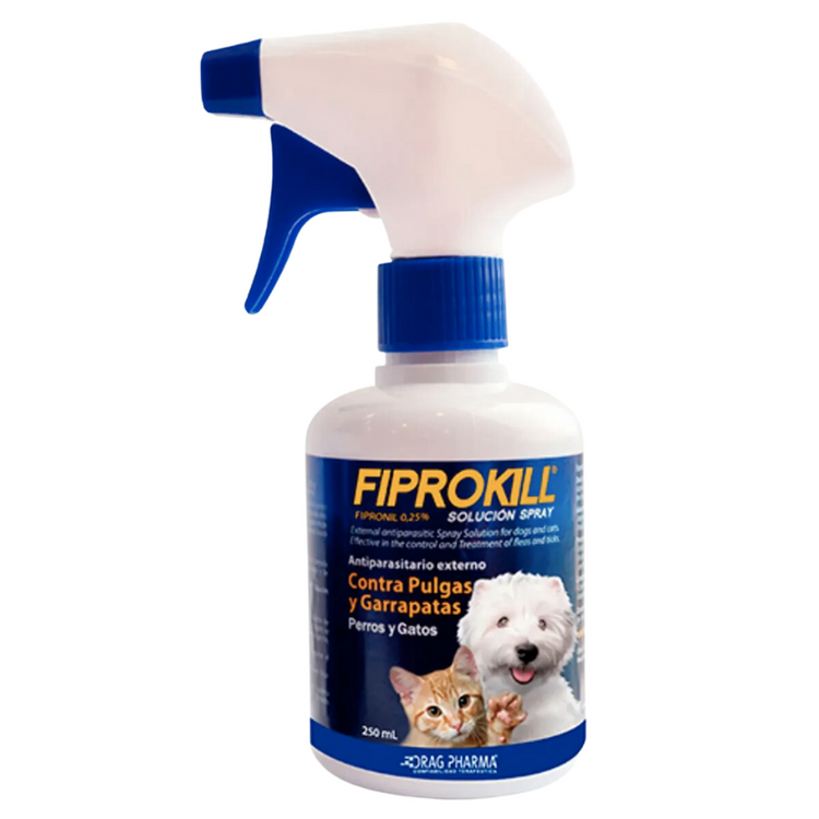 Fiprokill Spray antiparasitario para perros y gatos 250 mL.