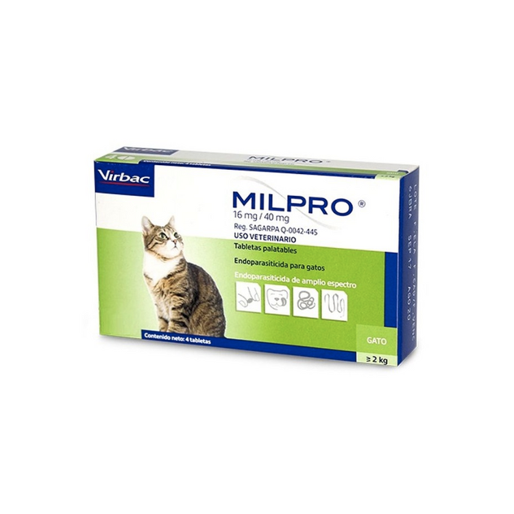 Milpro Virbac para gatos mayores a 2 Kg.