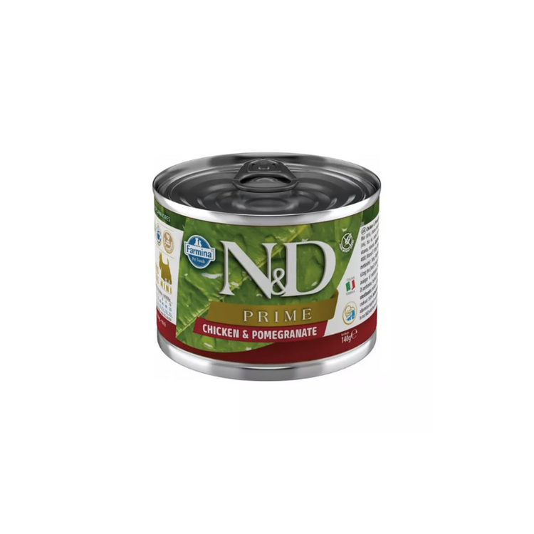 N&D Lata Canine Prime Adulto Mini - Pollo y Granada (140 gr.)