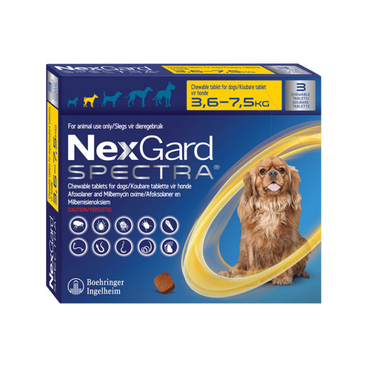 NexGard Spectra 3,6 a 7,5 Kg. (3 comprimidos) - antiparasitario para perros