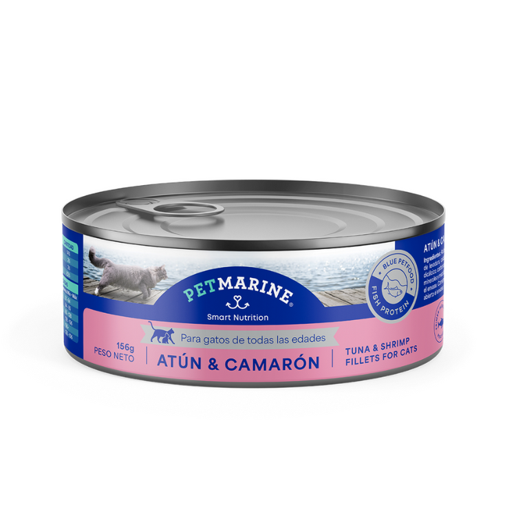 Lata Petmarine para gato - Filete de atún y camarón (156 gr.)