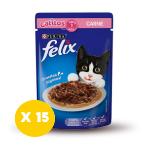 Pack 15 pouch Felix Classic Gatitos - Carne