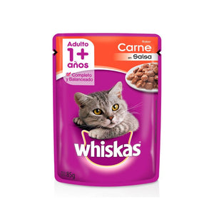 Pouch Whiskas para Gatos Adultos - Sabor Carne (85 gr.)