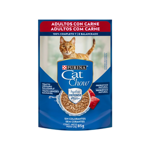 Pouch Cat Chow - Gatos Adultos - Sabor Carne (85 gr.)
