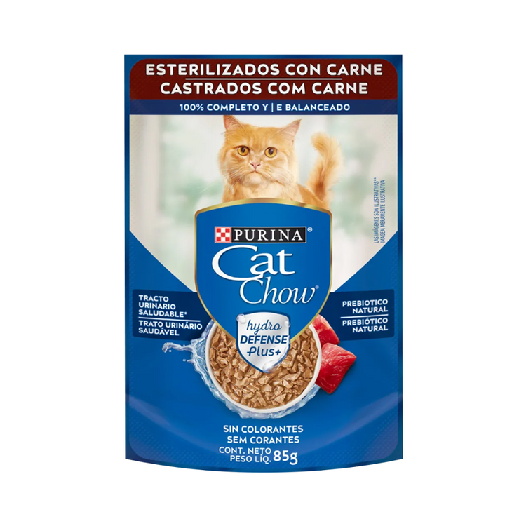 Pouch Cat Chow - Gatos Esterilizados/Castrados - Sabor Carne (85 gr.)