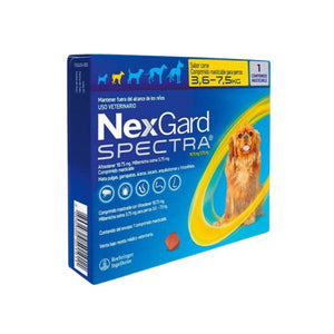 NexGard Spectra - Antiparasitario para perros de 3,6 a 7,5 Kg. (1 comprimido)