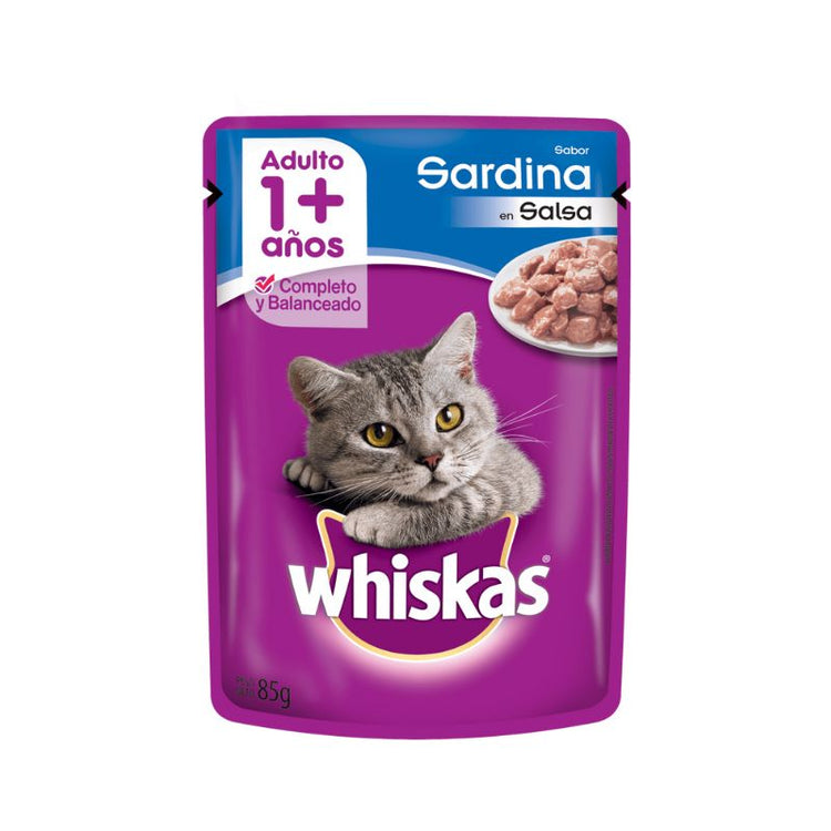 Pouch Whiskas para Gatos Adultos - Sabor Sardina (85 gr.)