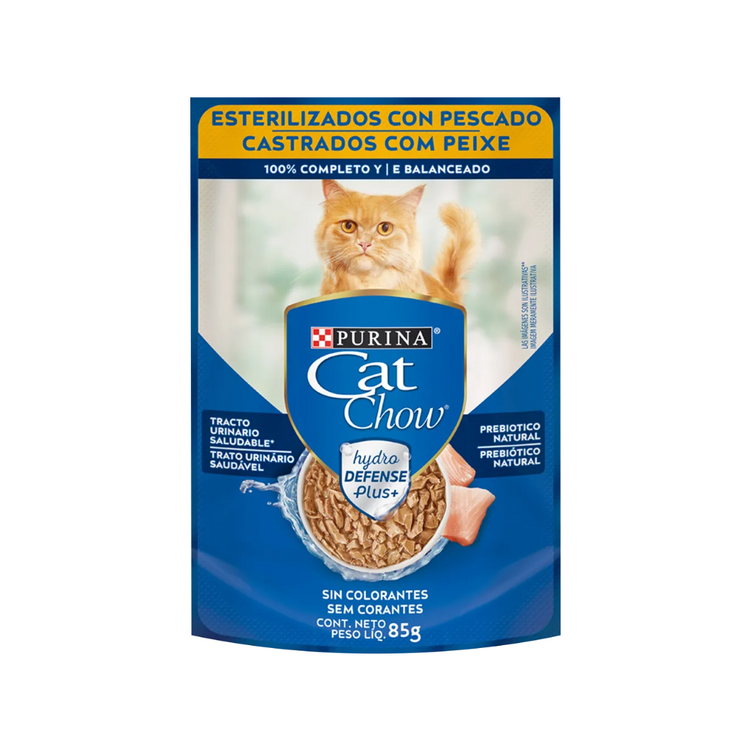 Pouch Cat Chow - Gatos Esterilizados/Castrados - Sabor Pescado (85 gr.)