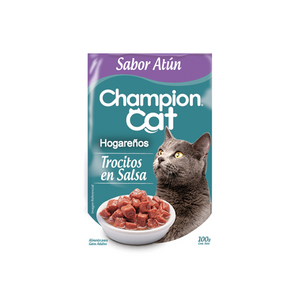 Pouch Champion Cat Trocitos en salsa Hogareños - Sabor Atún (100 gr.)