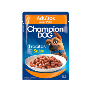 Pouch Champion Dog Trocitos en Salsa Adultos - Sabor Pollo (100 gr.)