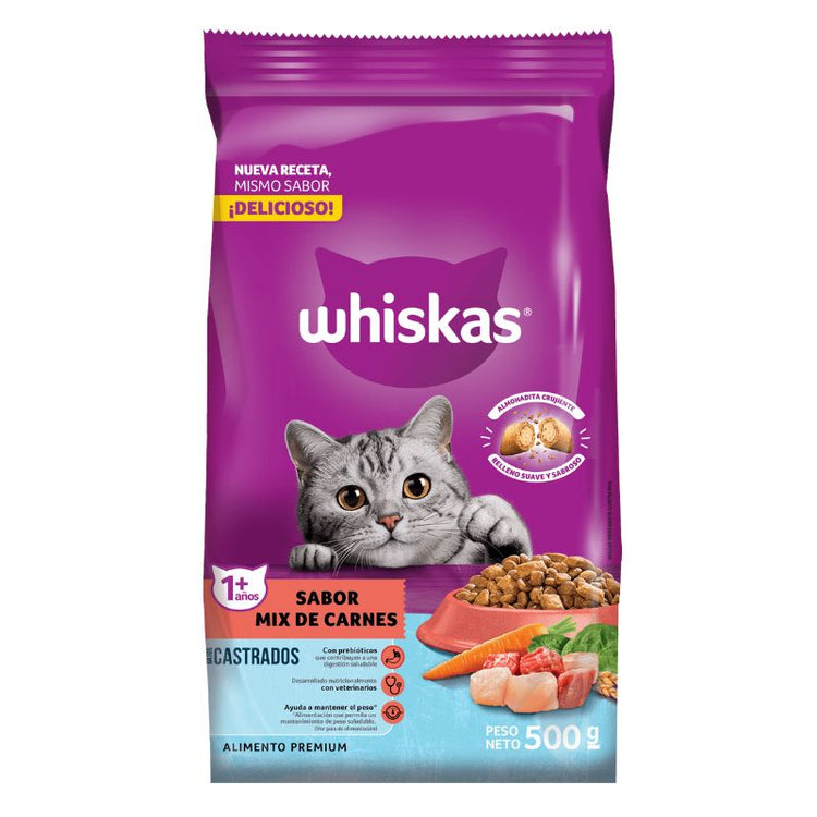 Whiskas para Gatos Adultos Castrados - Sabor Mix de Carne 10 Kg.