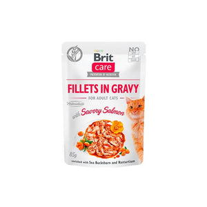Pouch Brit Care Cat - Fillets In Gravy With Savory Salmón (85 gr.)