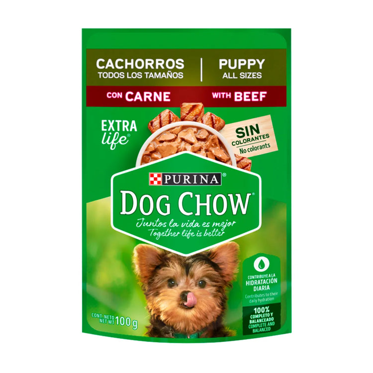 Pouch Dog Chow - Cachorros - Carne (100 gr.)